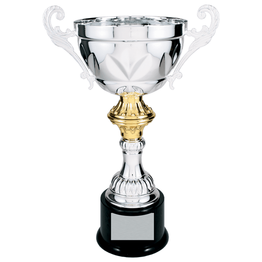 Silver Completed Metal Cup Trophy on Plastic Base - 14 1/2"