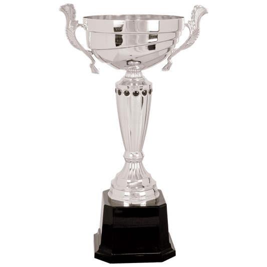 15 1/2" Silver Completed Metal Cup Trophy on Plastic Base