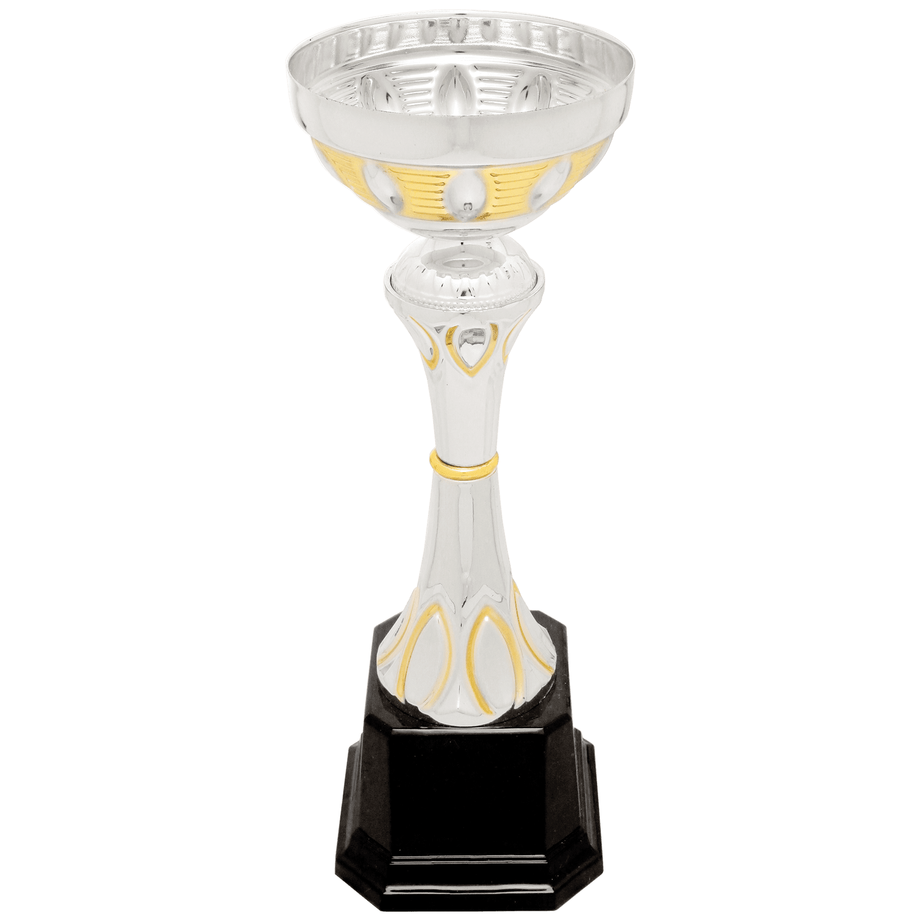9 3/4" Silver/Gold Completed Metal Cup Trophy on Plastic Base