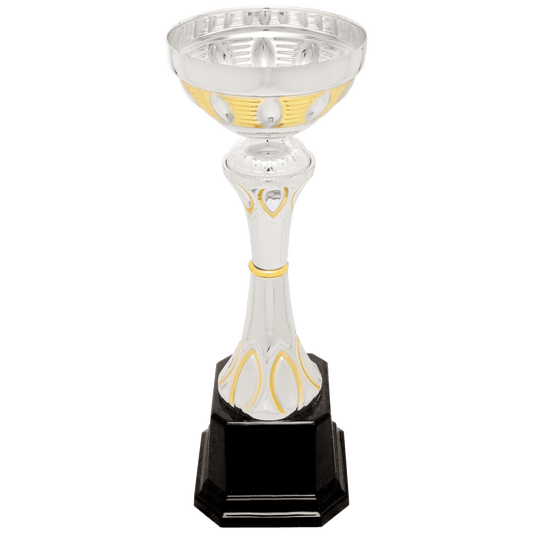 9 3/4" Silver/Gold Completed Metal Cup Trophy on Plastic Base