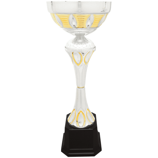 15" Silver/Gold Completed Metal Cup Trophy on Plastic Base