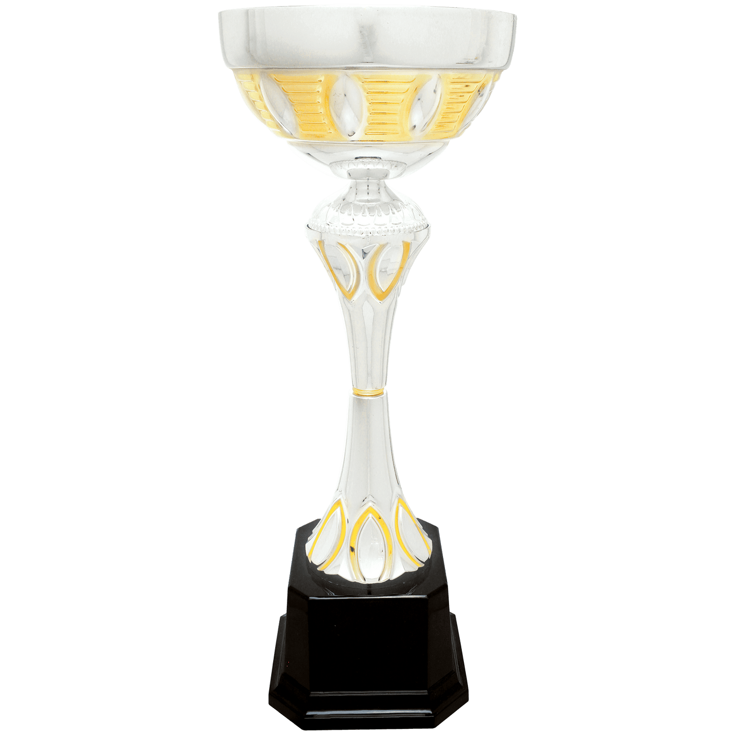 Silver/Gold Completed Metal Cup Trophy on Plastic Base - 16 1/2"