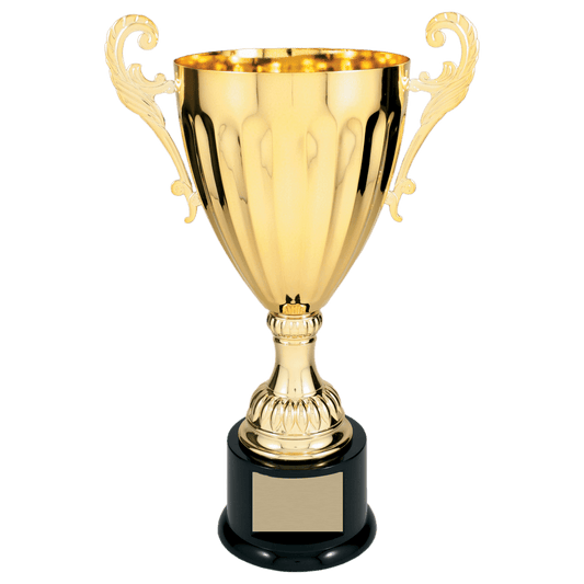 Gold Completed Metal Cup Trophy on Plastic Base - 13 1/4"
