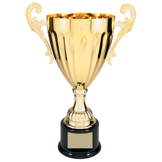 Gold Completed Metal Cup Trophy on Plastic Base - 14 1/2"