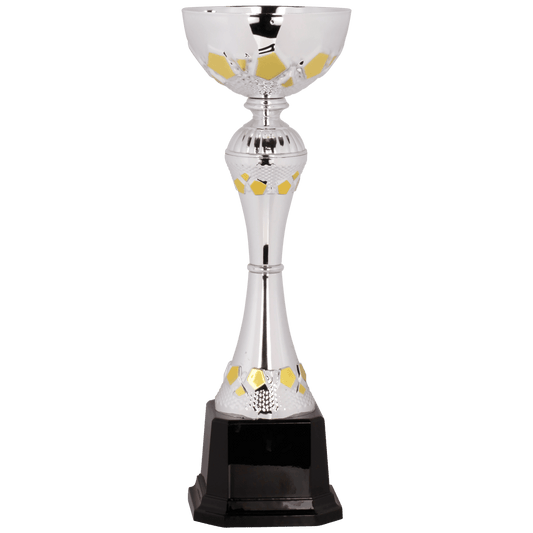 10 3/4" Silver/Gold Completed Metal Cup Trophy on Plastic Base
