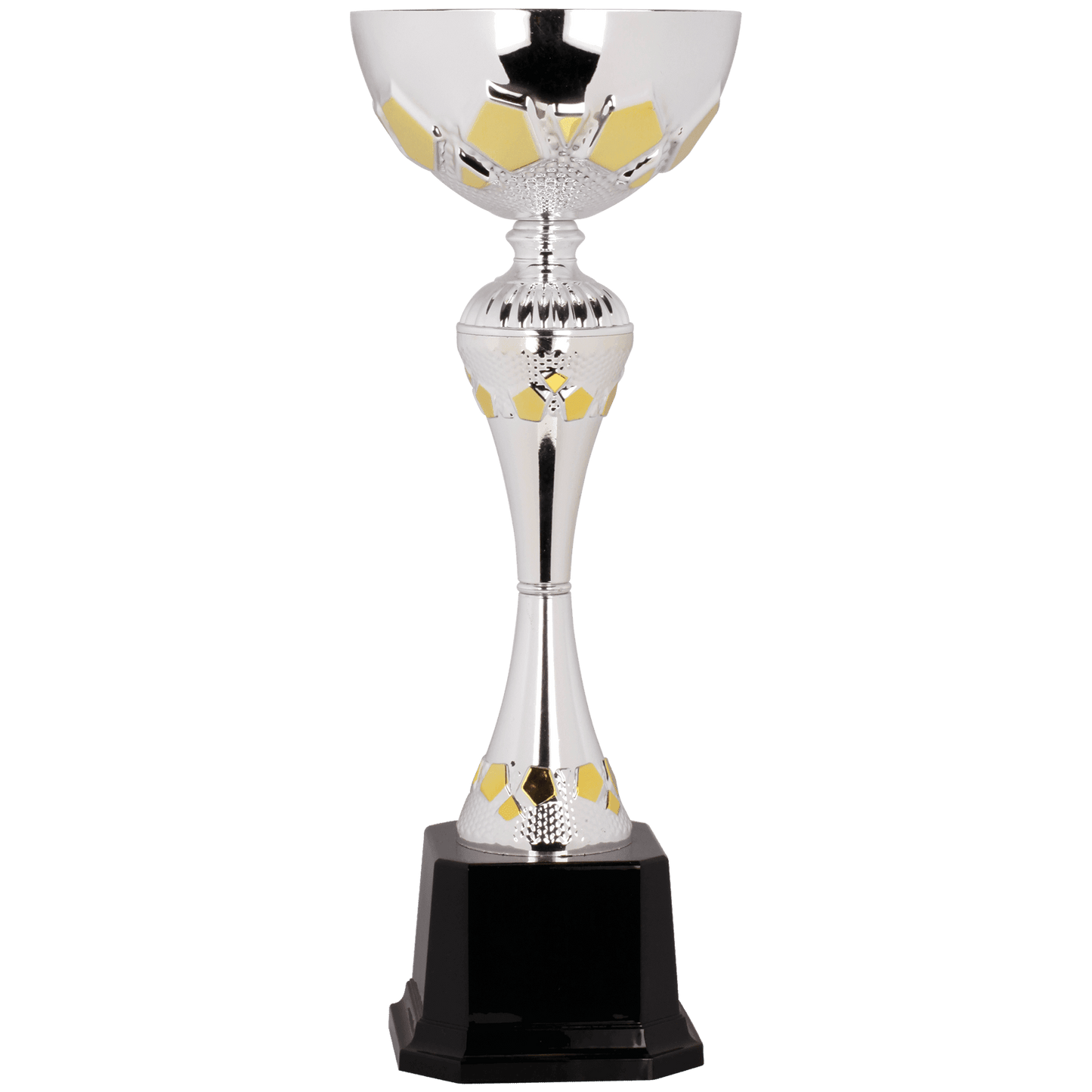 14 1/2" Silver/Gold Completed Metal Cup Trophy on Plastic Base