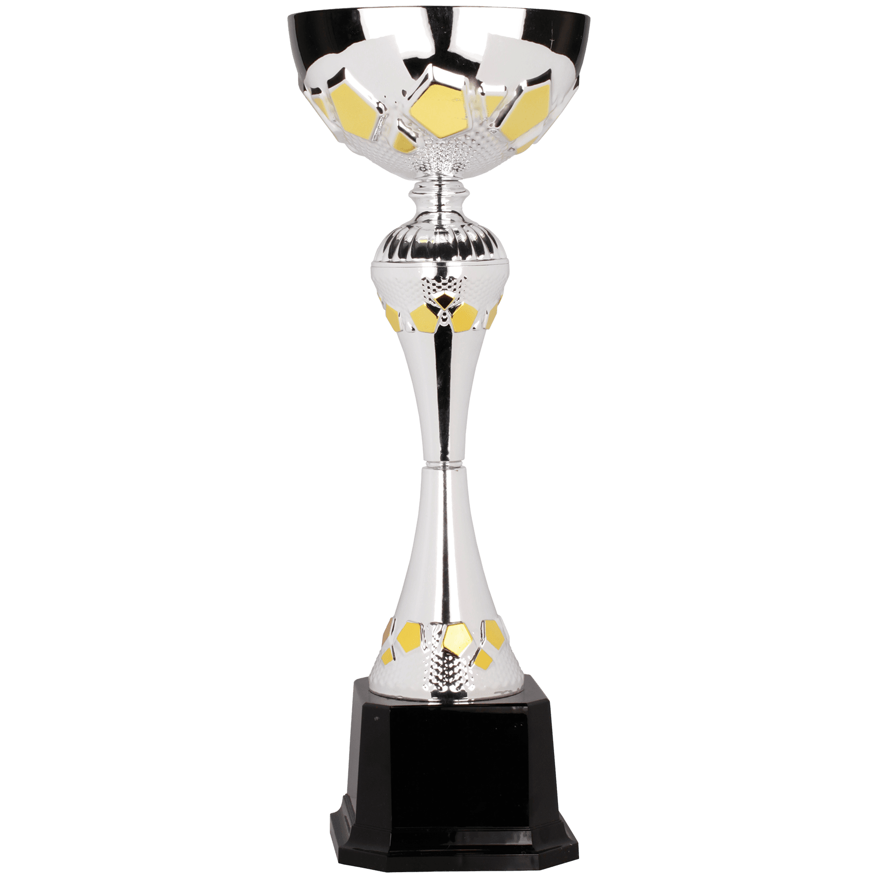 Silver/Gold Completed Metal Cup Trophy on Plastic Base - 17 1/2"