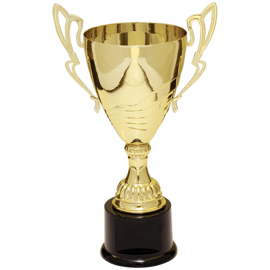 12" Gold Completed Metal Cup Trophy on Plastic Base