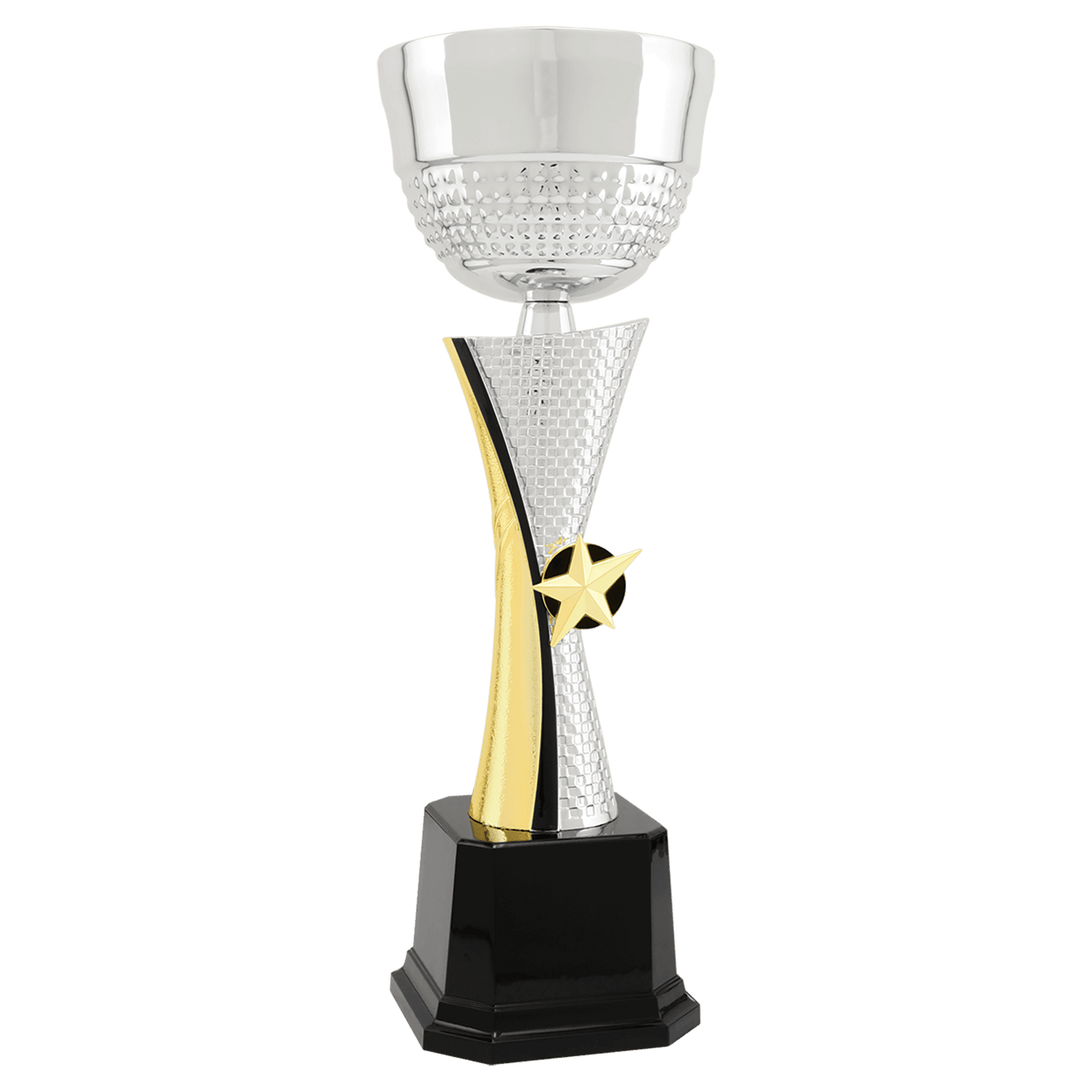 Silver/Gold Textured Completed Metal Cup Trophy - 13 1/4"