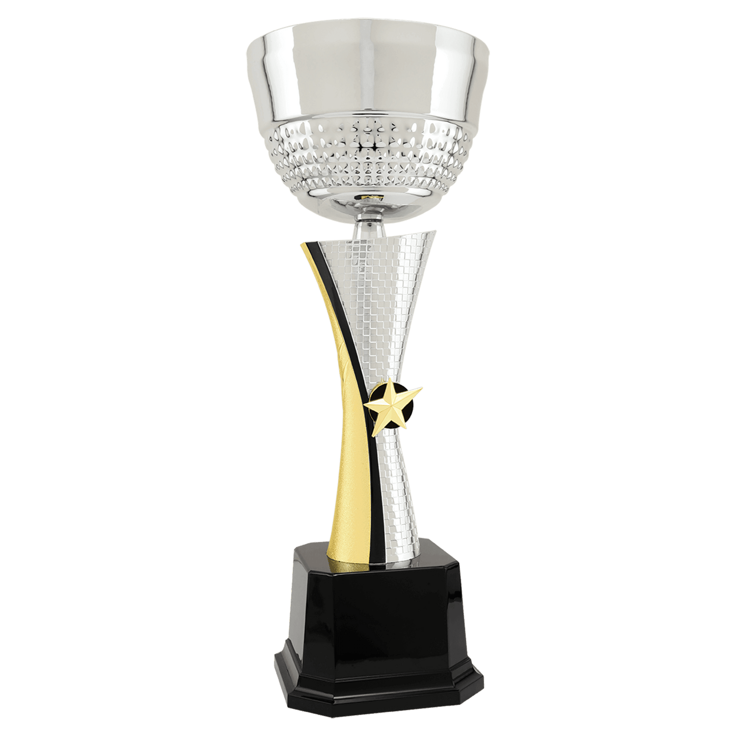 Silver/Gold Textured Completed Metal Cup Trophy - 16 1/2"