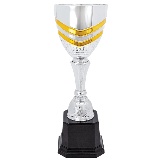 Completed Metal Cup Trophy on Plastic Base - 11"