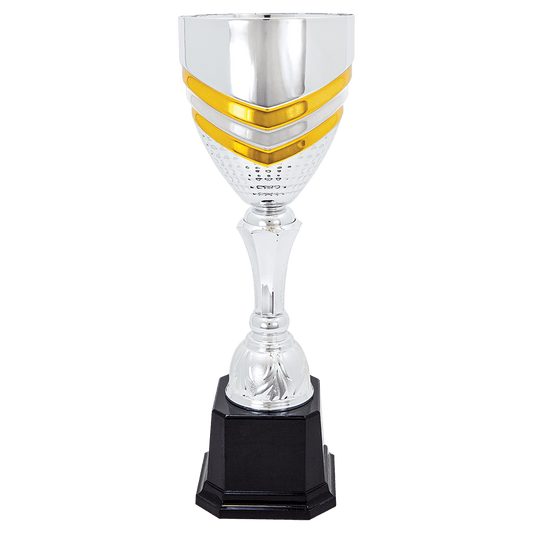 Completed Metal Cup Trophy on Plastic Base - 13 1/4"