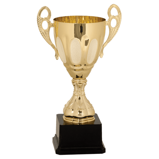 Gold Completed Metal Cup Trophy on Plastic Base - 11"
