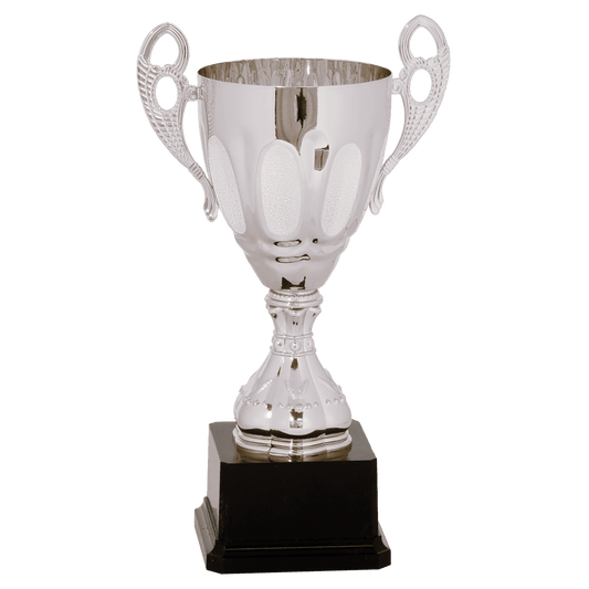 11" Silver Completed Metal Cup Trophy on Plastic Base