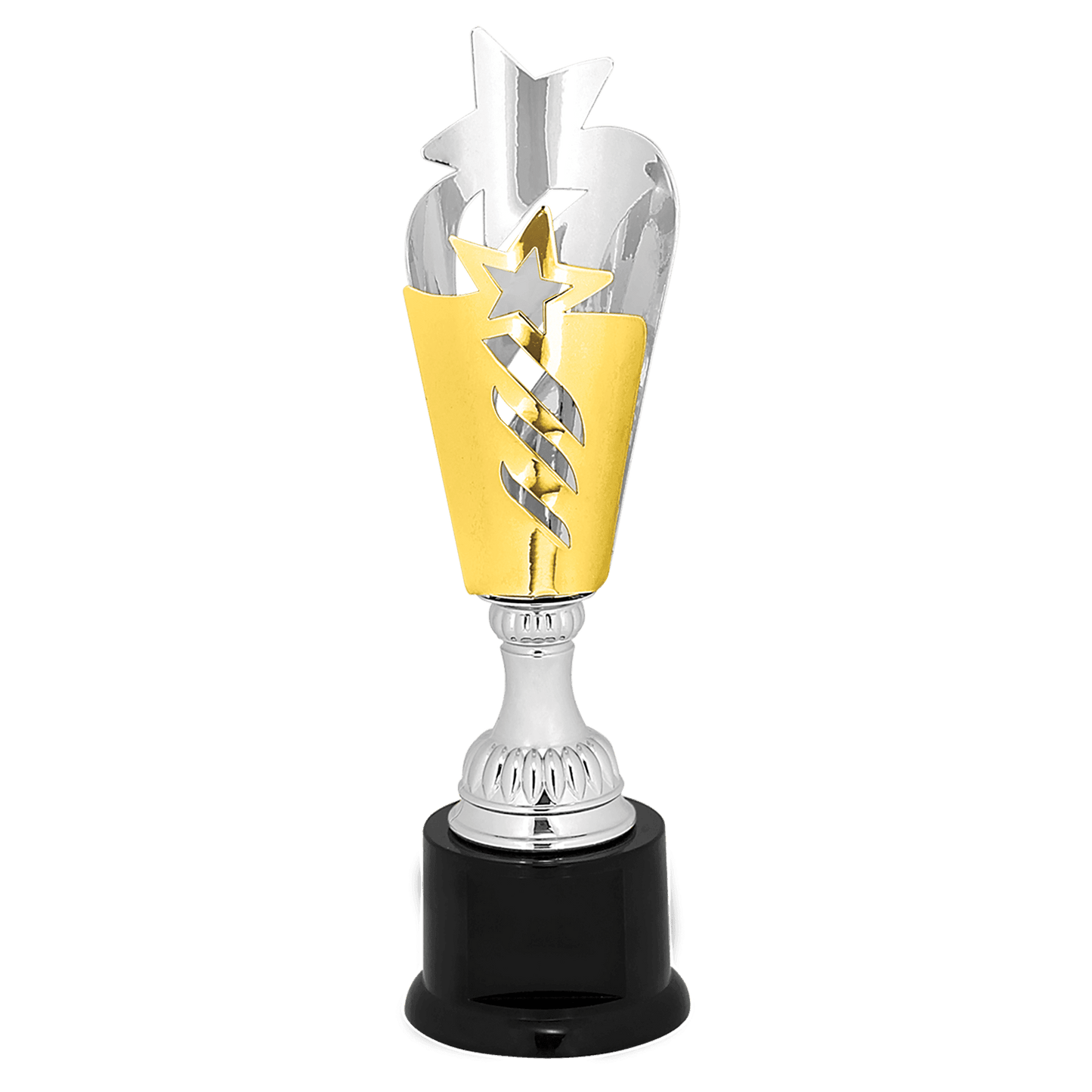 Silver & Gold Star Completed Metal Cup Trophy on Plastic Base - 11"
