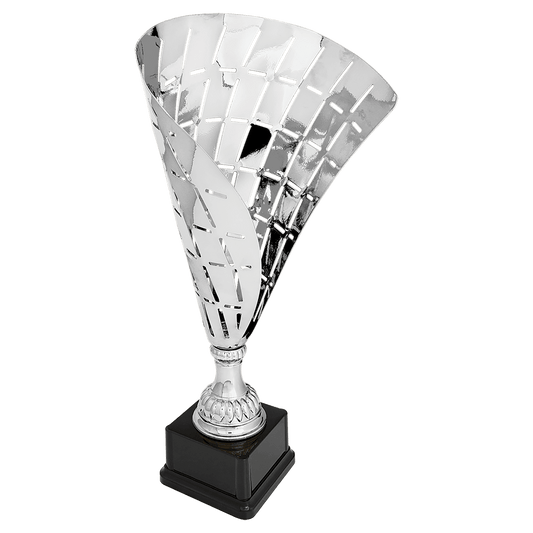 15 1/2" Silver Metal Flag Cup on Plastic Base
