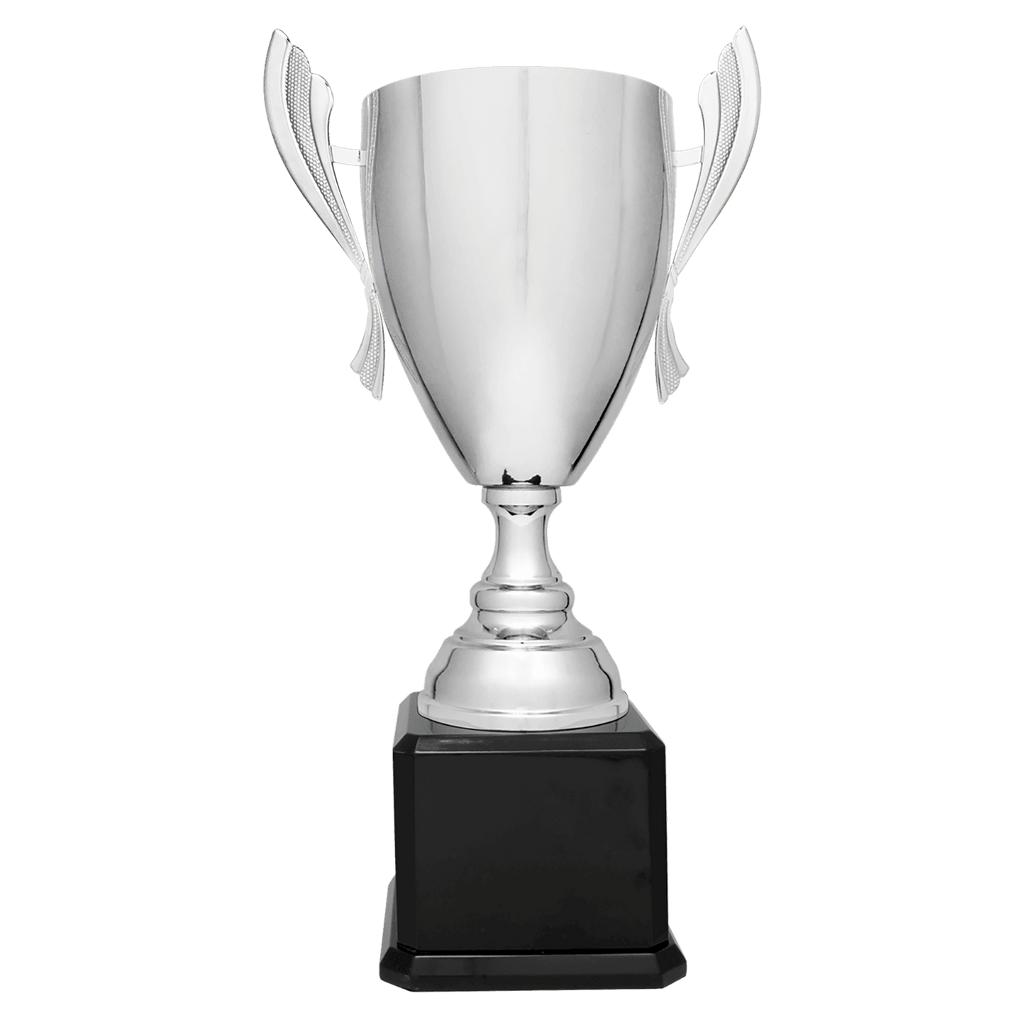 22" Silver Completed Metal Cup Trophy on Black Royal Piano Finish Base