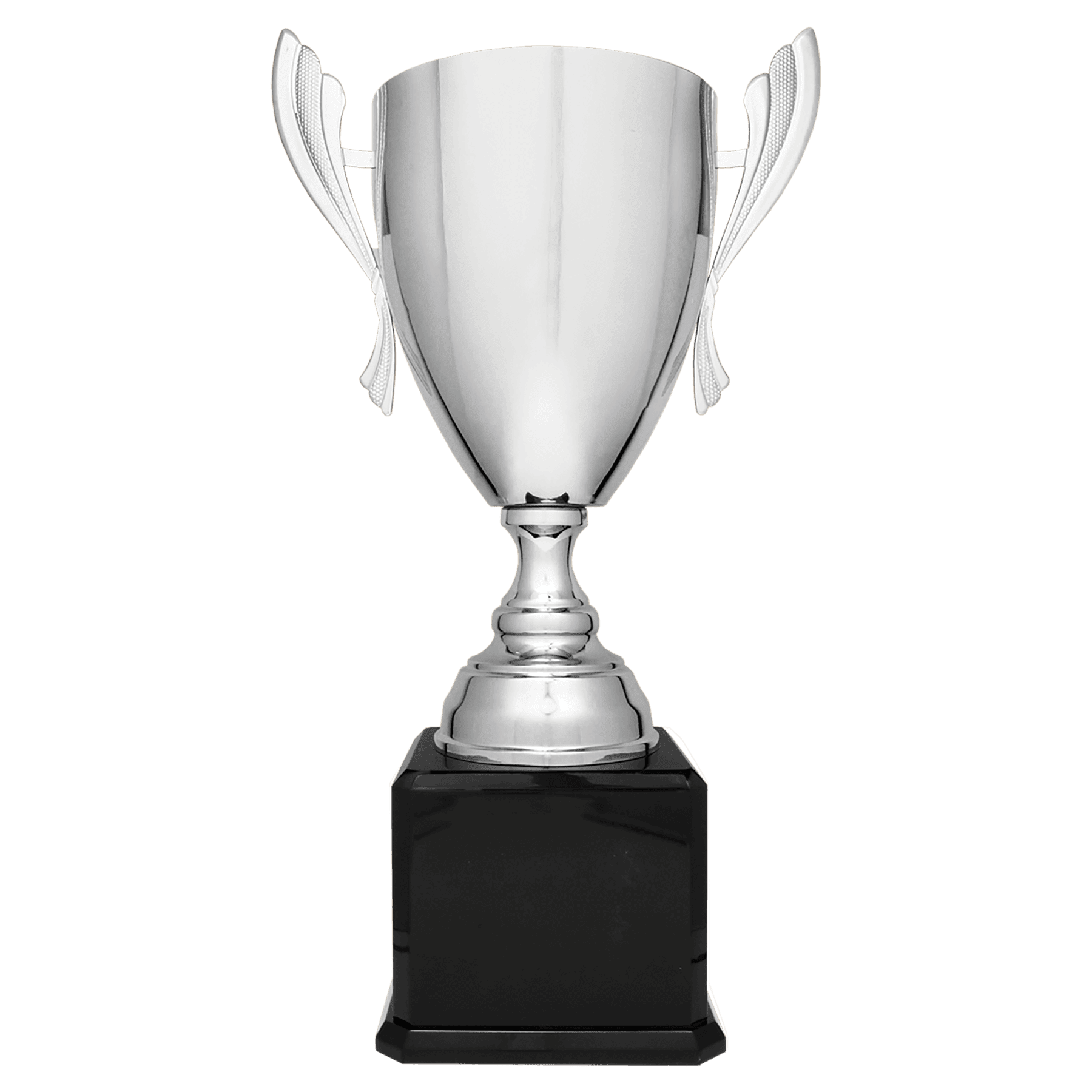 Silver Completed Metal Cup Trophy on Black Royal Piano Finish Base - 24 3/4"