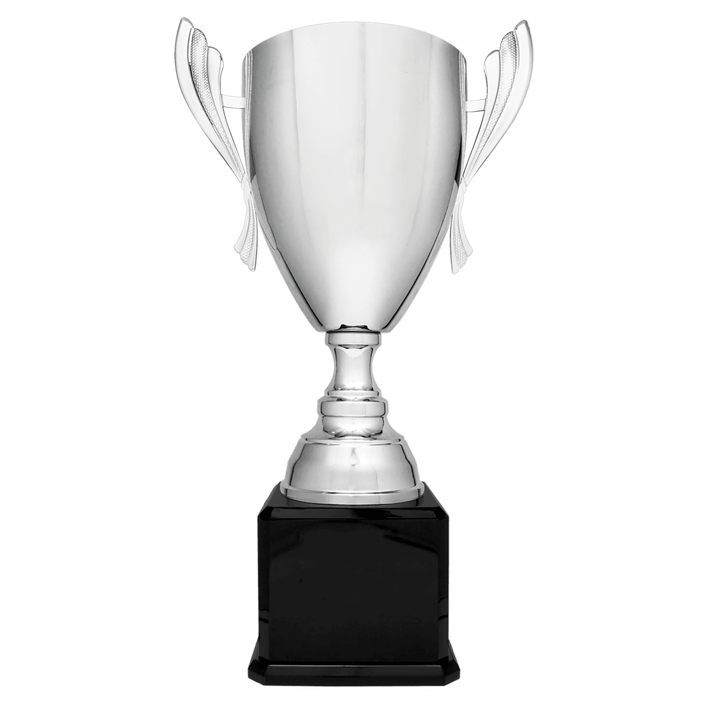Silver Completed Metal Cup Trophy on Black Royal Piano Finish Base - 26 1/2"