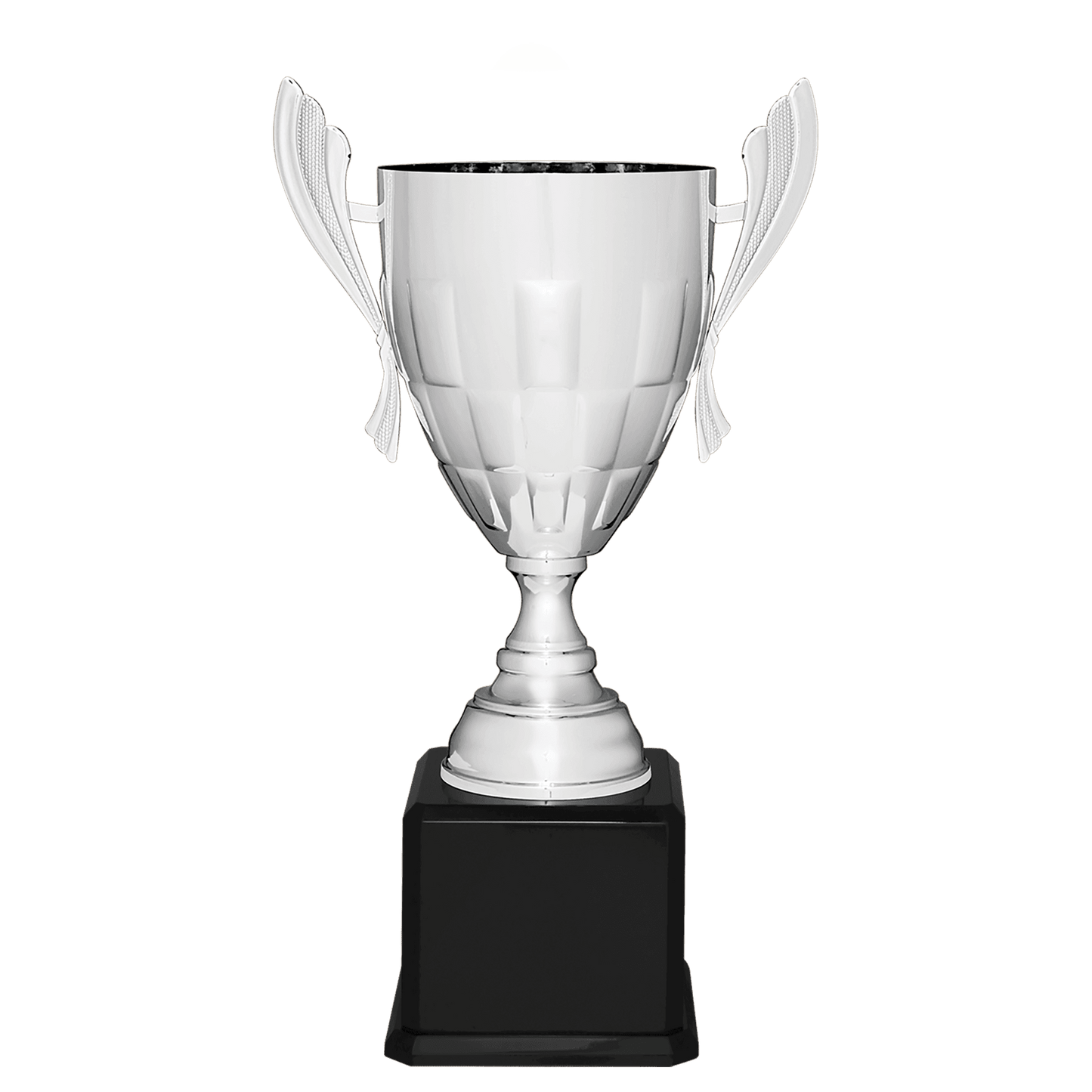 24 3/4" Silver Completed Metal Cup Trophy on Black Royal Piano Finish Base