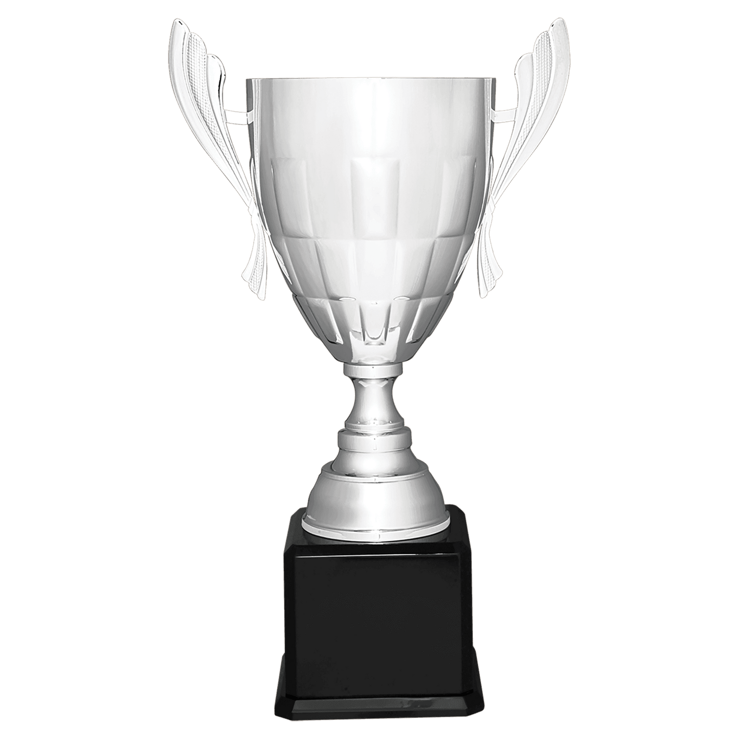 Silver Completed Metal Cup Trophy on Black Royal Piano Finish Base - 26 1/2"