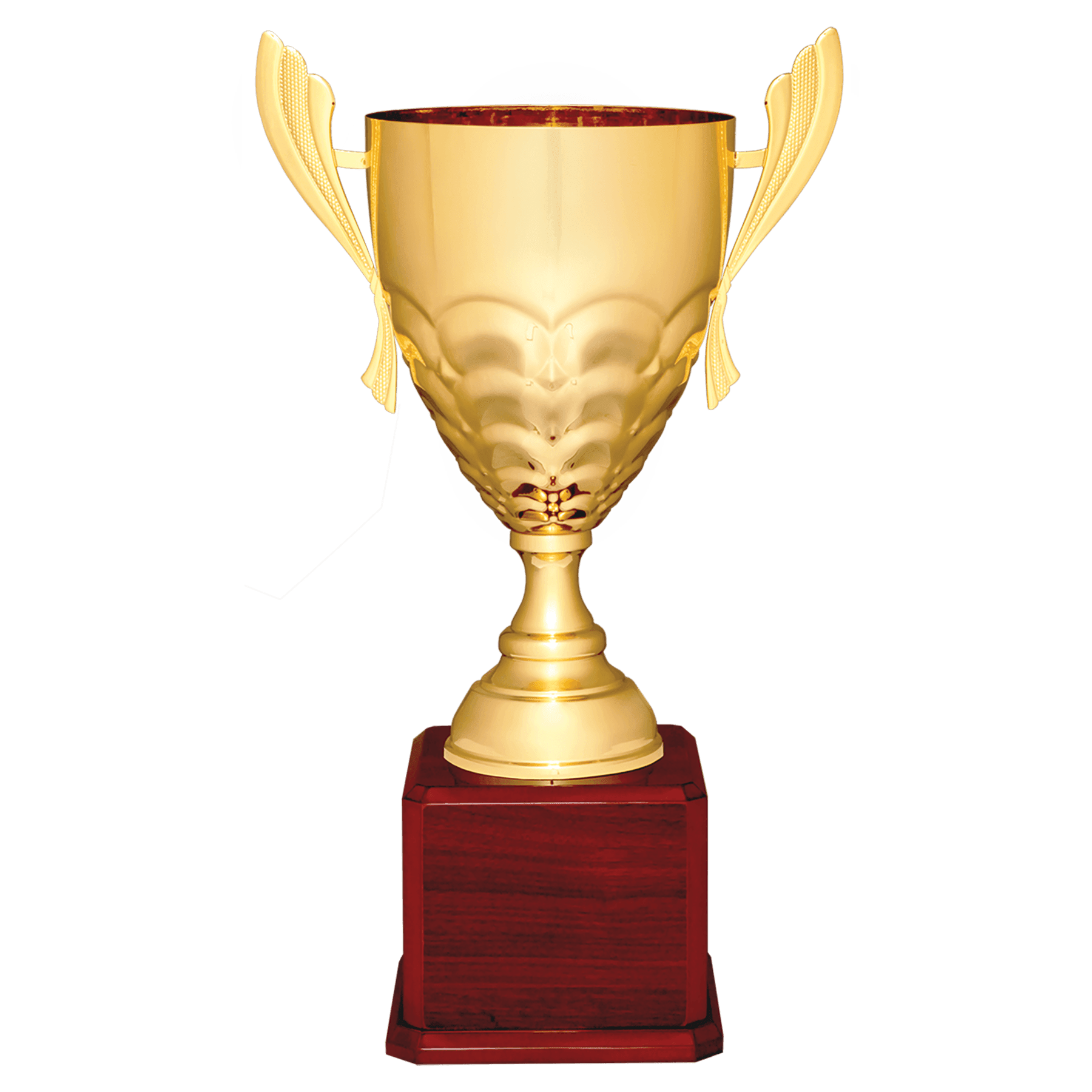 21" Gold Completed Metal Cup Trophy on Rosewood Royal Piano Finish Base