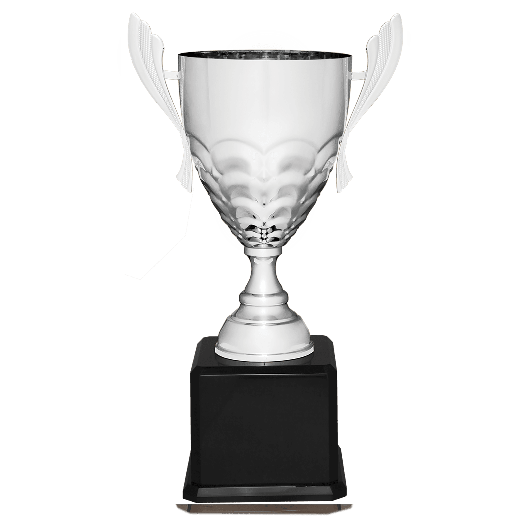 Silver Completed Metal Cup Trophy on Black Royal Piano Finish Base - 23 1/2"