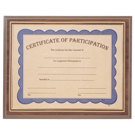 Cherry Finish Slide-in Plaque w/ 8 1/2" x 11" Frame - 13" x 10 1/2"