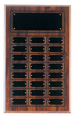 Cherry Finish Completed Perpetual Plaque with 24 Plates - 11 3/4" x 18 3/4"