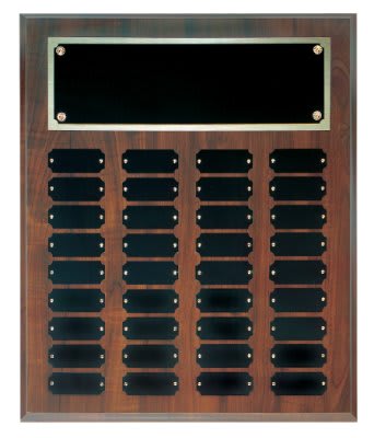 Cherry Finish Completed Perpetual Plaque with 36 Plates - 15" x 18"