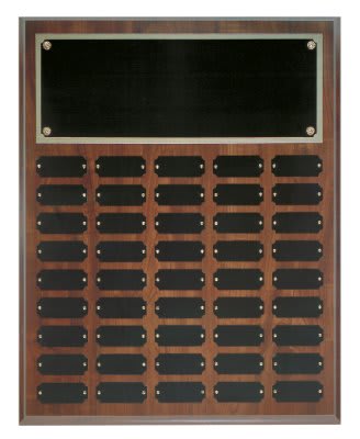 Cherry Finish Completed Perpetual Plaque with 45 Plates - 16" x 20"
