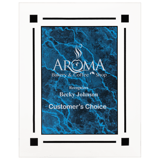 9" x 11" Blue Marble Acrylic Clear Plaq