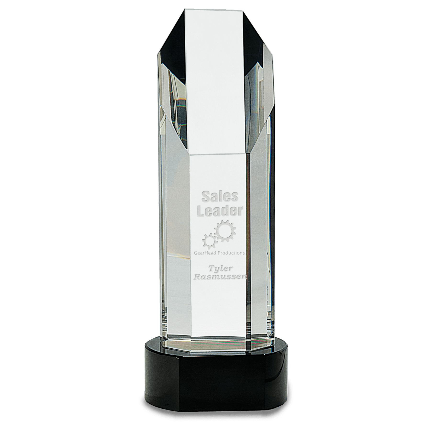 Octagon Slant-Top Crystal on Black Pedestal Base - 10 3/4"