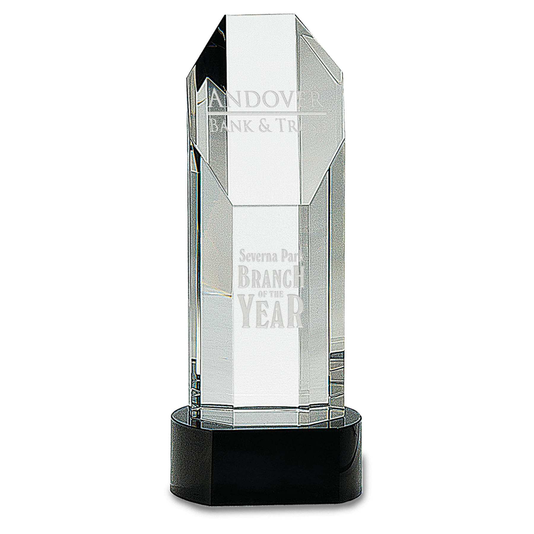 Octagon Slant-Top Crystal on Black Pedestal Base - 9 3/4"