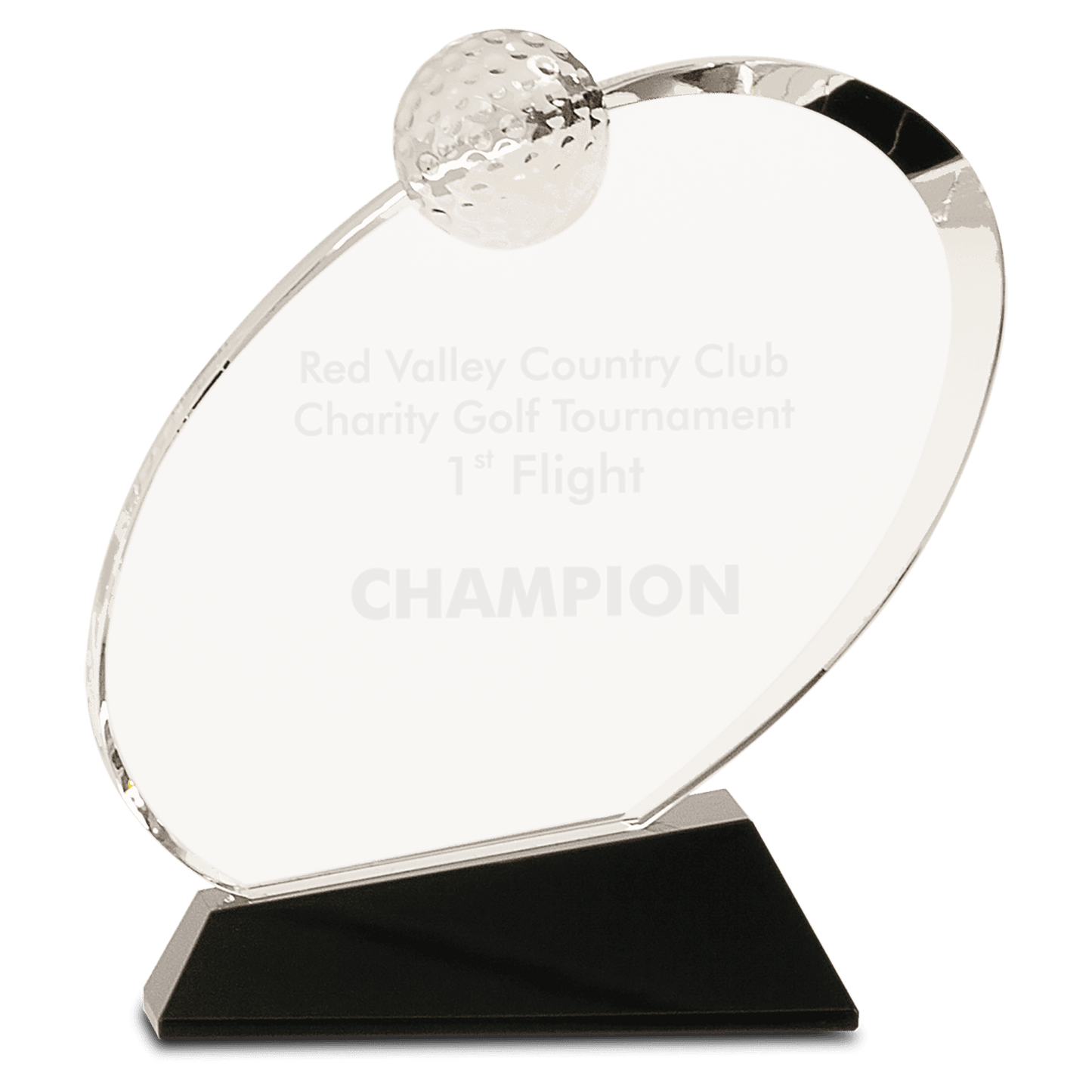 Clear Crystal Oblong Golf Award on Black Crystal Base - 7 1/4"