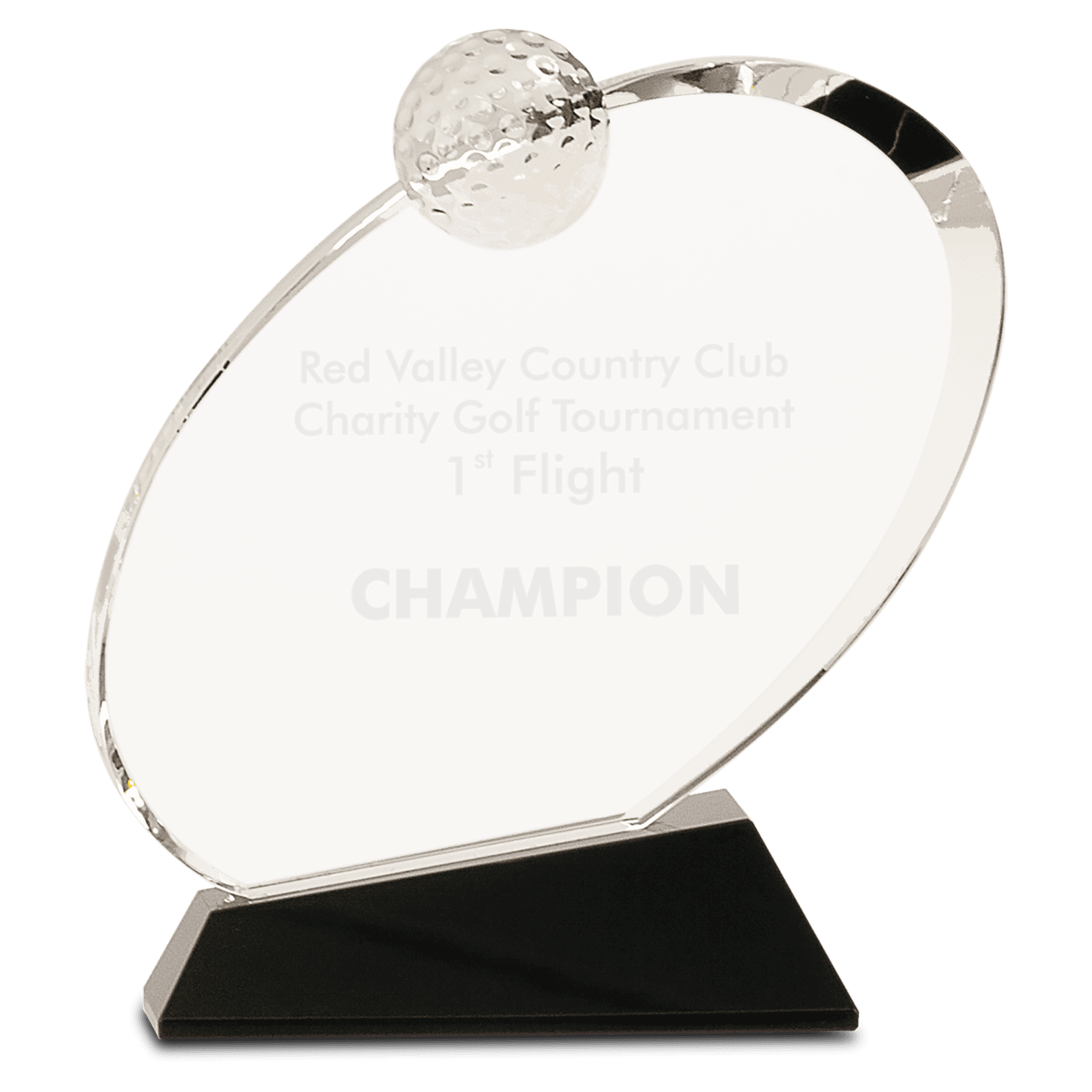 Clear Crystal Oblong Golf Award on Black Crystal Base - 7 1/4"