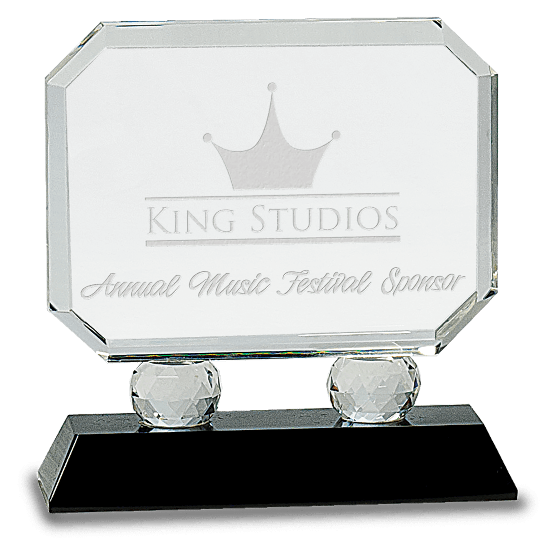 Rectangle Crystal on Black Pedestal Base - 6"