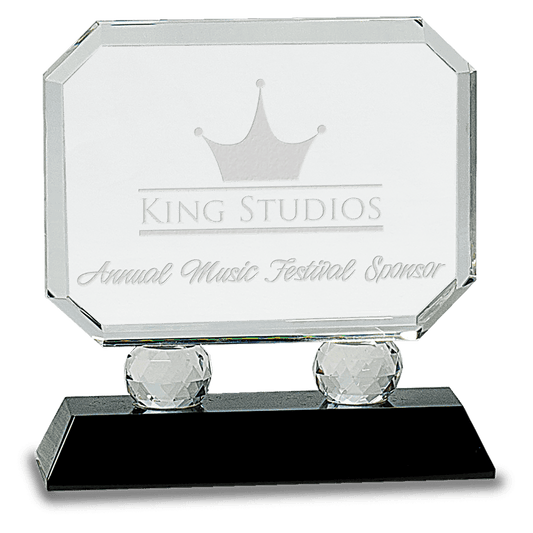 6" Rectangle Crystal on Black Pedestal Base