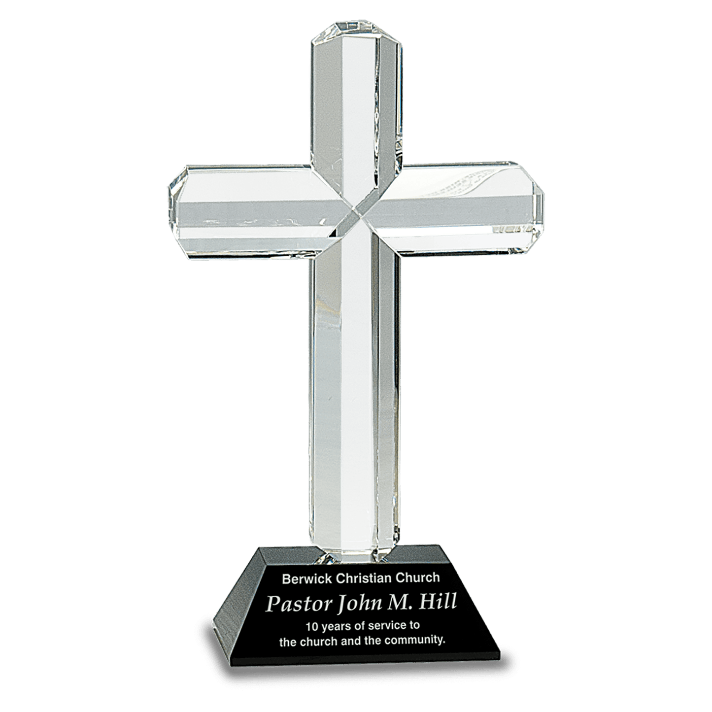 8 1/2" Crystal Cross on Black Pedestal Base