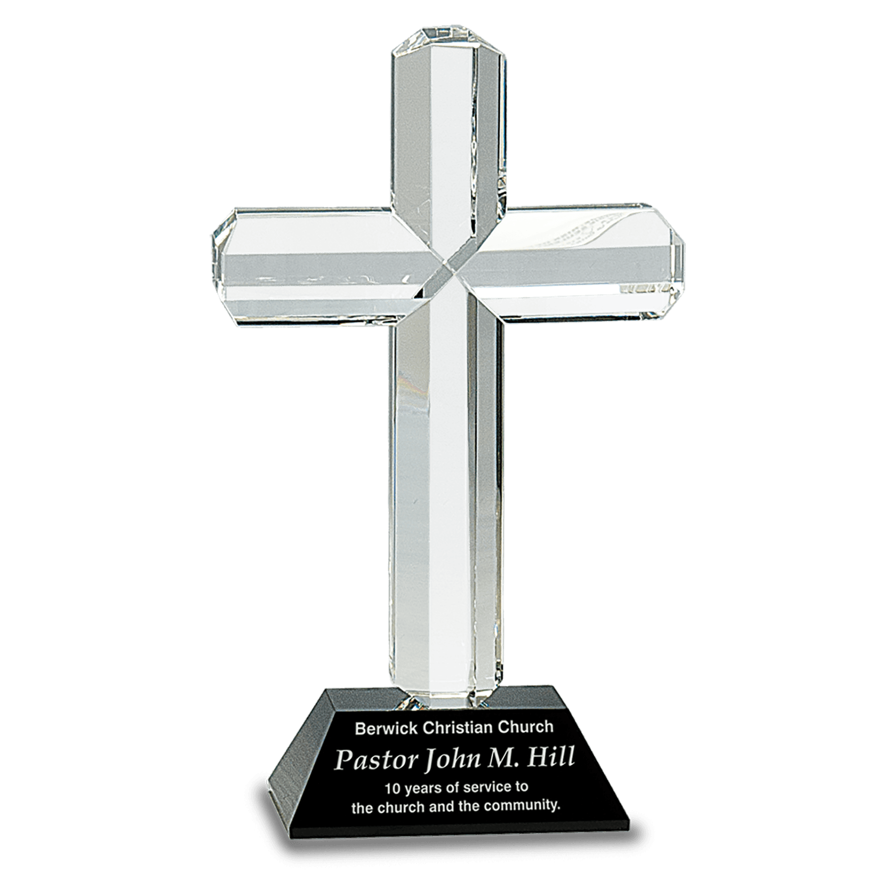 8 1/2" Crystal Cross on Black Pedestal Base