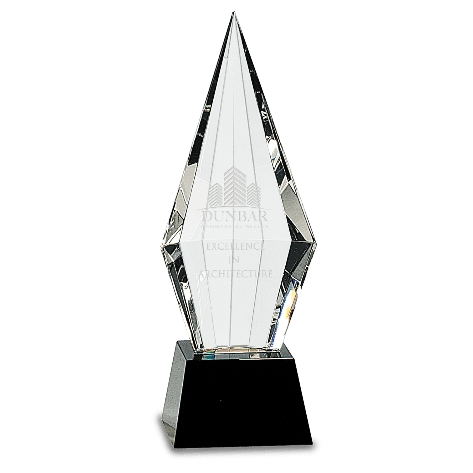 Obelisk Facet Crystal on Black Pedestal Base - 9 1/2"