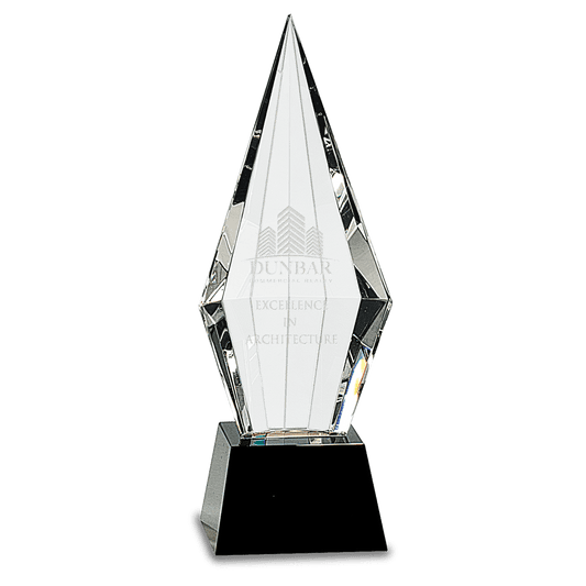 Obelisk Facet Crystal on Black Pedestal Base - 9 1/2"
