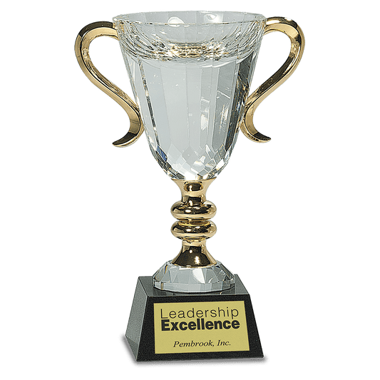 Crystal Cup with Gold Handles and Stem - 8 1/2"