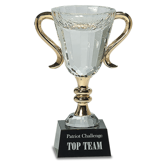 Crystal Cup with Gold Handles and Stem - 7 1/4"