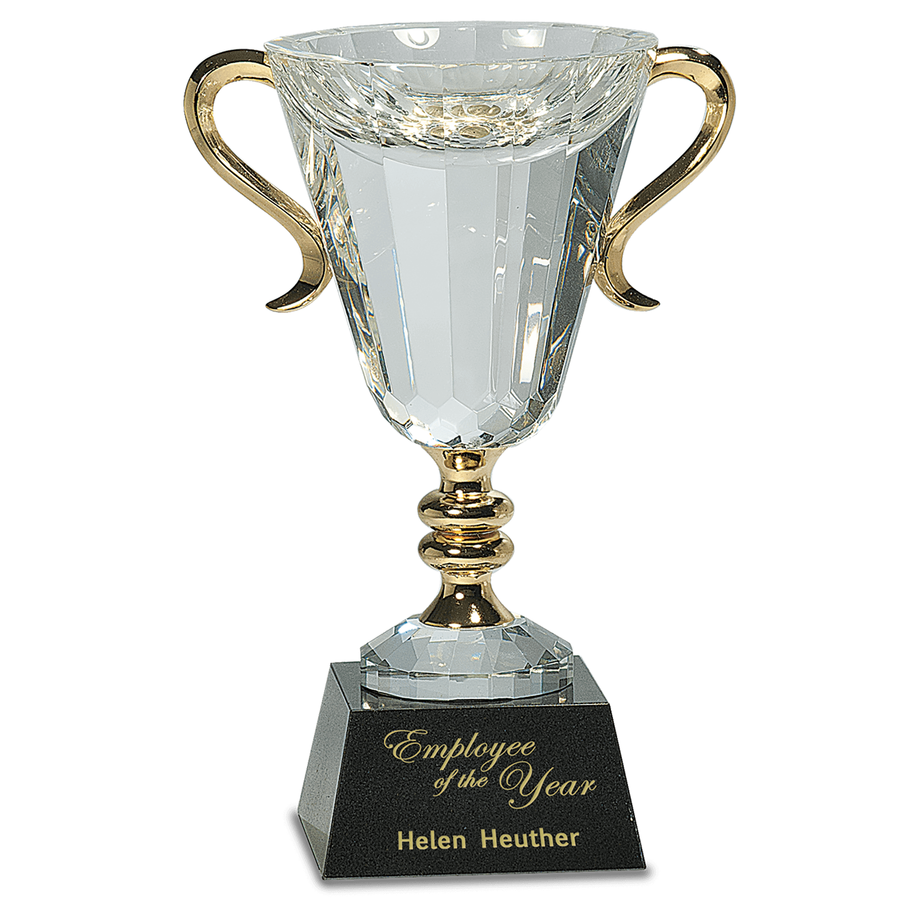 Crystal Cup with Gold Handles and Stem - 10"