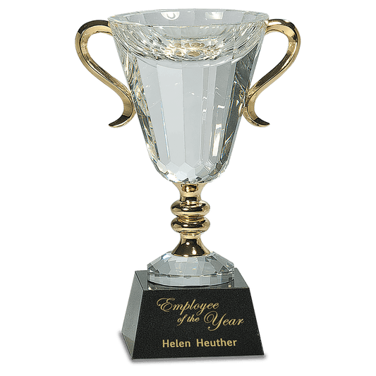 Crystal Cup with Gold Handles and Stem - 10"
