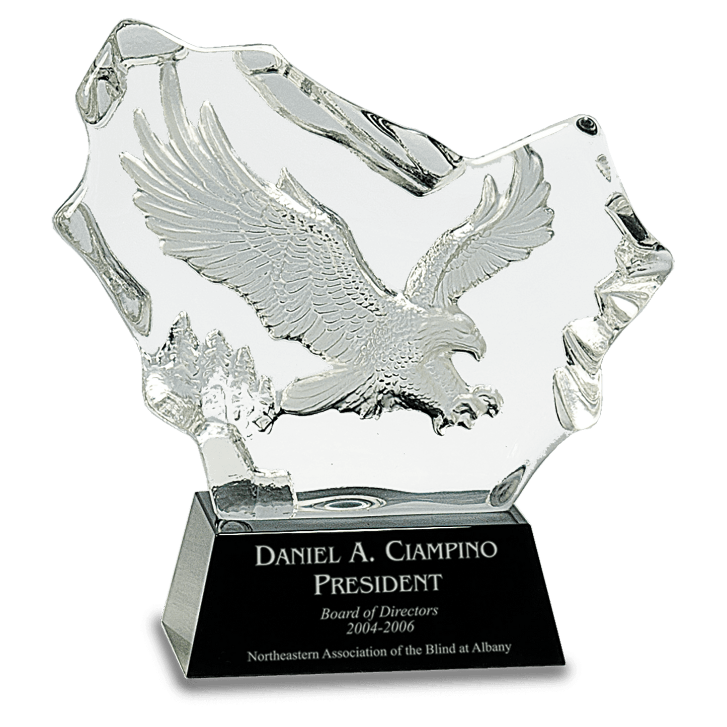 Crystal Carved Eagle on Black Base - 7"