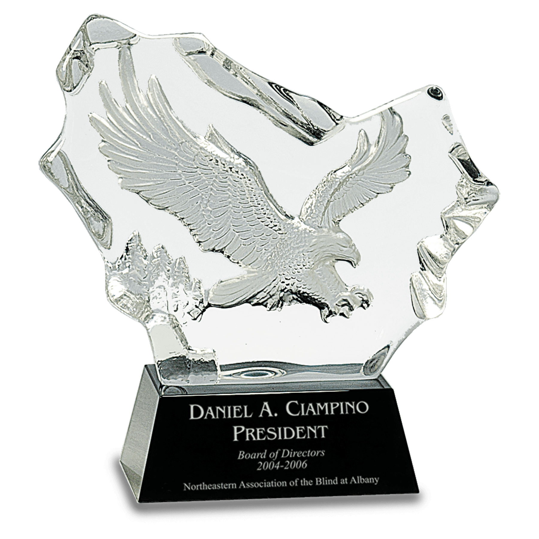 Crystal Carved Eagle on Black Base - 7"