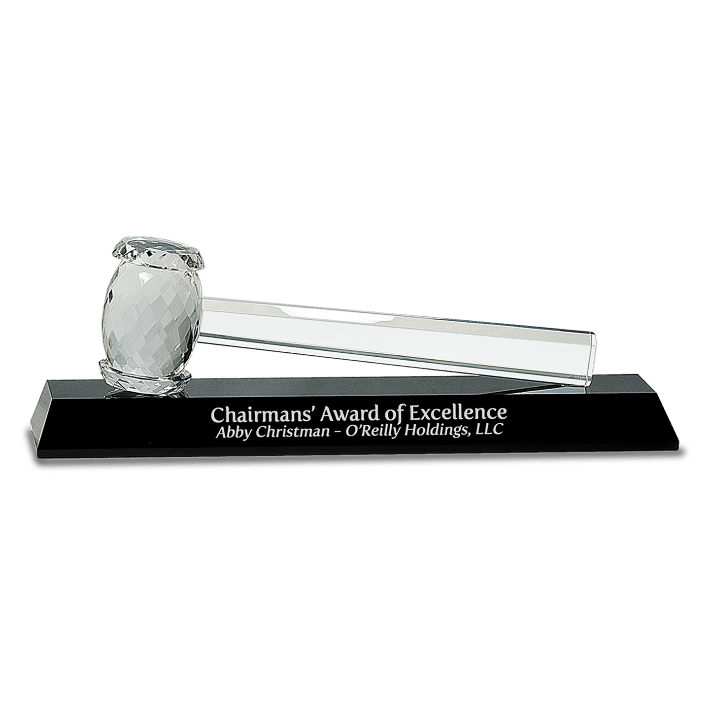 Crystal Gavel on Black Base - 13 7/8" x 4 1/4"