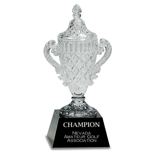 Crystal Cup on Black Pedestal Base - 10 3/4"